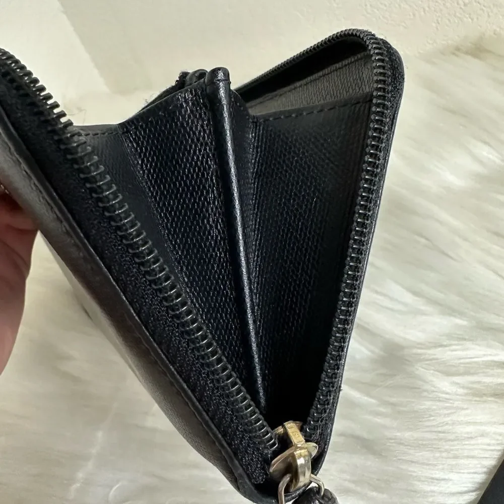 💯Authentic Chanel Leather Zipped Around Long Wallet 🍀